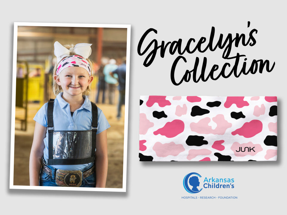 Little girl in headband and bow, text says gracelyn's collection