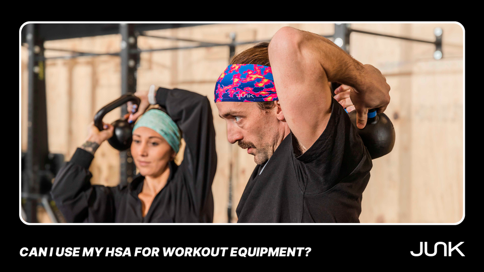 Man and woman working out. Text below reads "Can I use my HSA for Workout Equipment?"