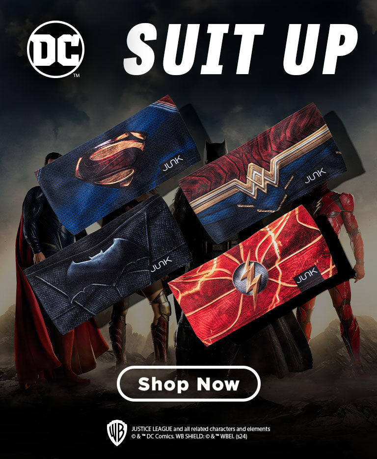 DC SUIT UP SHOP NOW, Justice League and all related characters and elements & DC Comics WB Shield 