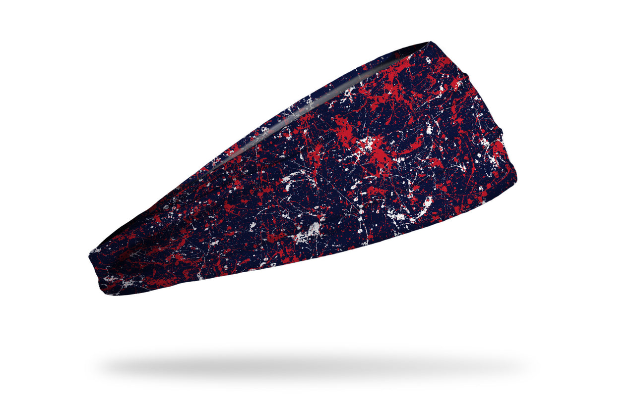 Deep Steel Blue Red Splatter Headband - View 2