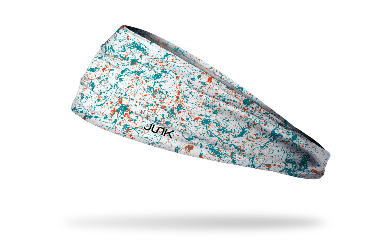 White Aqua Orange Splatter Headband - View 1