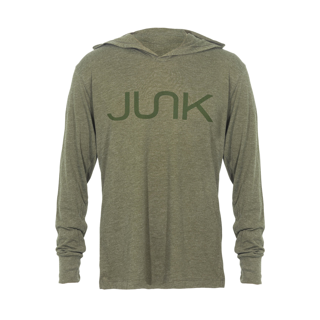 JUNK Tri-Blend Military Green Hooded Tee - View 1