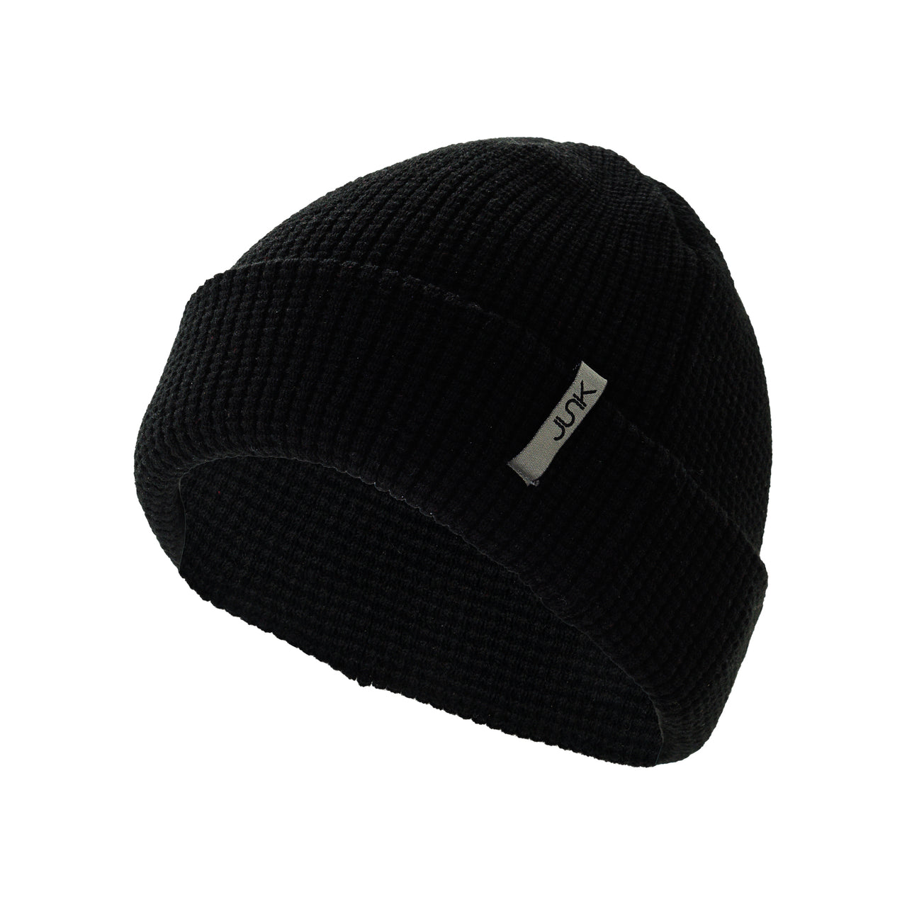 Black Waffle Knit Beanie - View 1